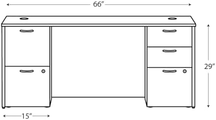 HON MOD Computer Desk, Office Desk with 5 Drawers, Slate Teak - Image 3