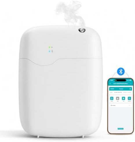 Waterless Essential Oil Diffuser with Bluetooth App Control (Matte White, Large) by SEEDEAR