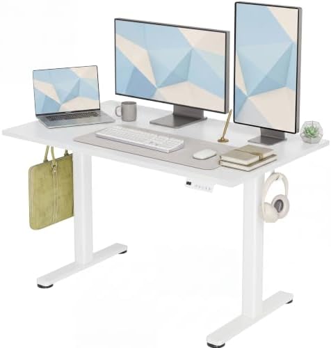 Claiks Electric Standing Desk, 48x24 Inch, White by CLAIKS