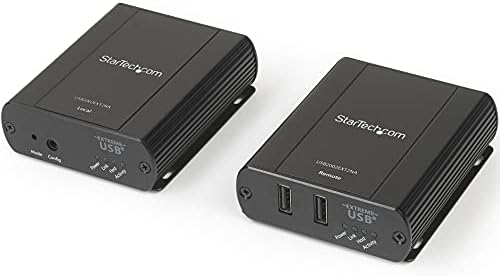 StarTech.com 2 Port USB 2.0 Extender Hub Over Cat5e/Cat6 Cable (RJ45) - 330ft/100m Industrial Metal USB Extender Adapter Kit w/ESD Protection - Externally Powered - 480 Mbps (USB2002EXT2NA) by StarTech