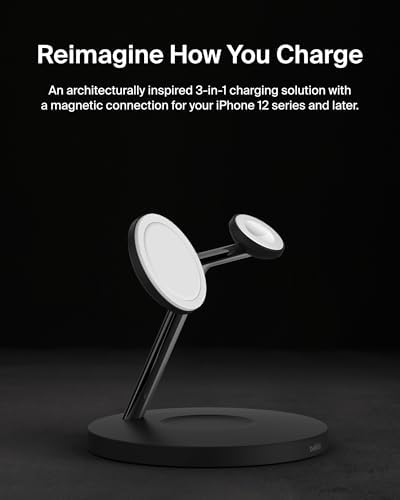 Belkin MagSafe 3 in 1 Wireless Charging Stand, 2nd Gen, 33% Faster - Image 4