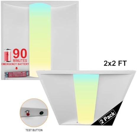 2x2 LED Troffer Light with Emergency Backup Battery, ETL 2PK - Image 2
