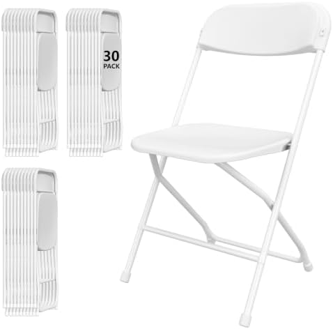 30 Pack White Folding Chairs for School Events Wedding Party Picnic by IWDOO