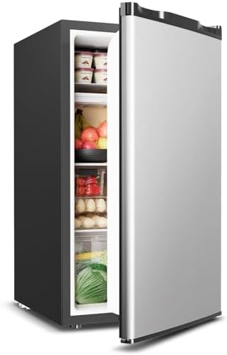Feelfunn 3.2 Cu.Ft Mini Fridge with Freezer, Small Refrigerator, Silver by Feelfunn