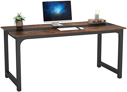 Tribesigns Modern Computer Desk, 70.8 x 31.5 inch Large Office Desk Computer Table Study Writing Desk Workstation for Home Office, Rustic/Black by Tribesigns