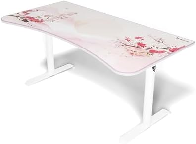 Arozzi Arena Special Edition Ultrawide Curved Gaming and Office Desk with Full Surface Water Resistant Desk Mat Custom Monitor Mount Cable Management Cut Outs - Sakura by Arozzi