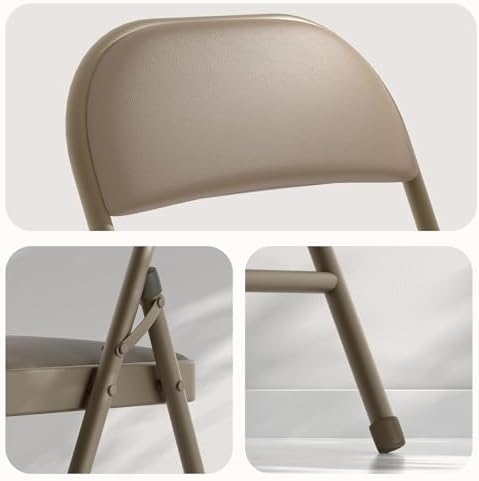 Nazhura Folding Chairs with Padded Vinyl Cushion Chairs with Comfortable Cushion and Durable Steel Frame for Home and Office, for Indoor and Outdoor Events (Kahki, Vinyl, 12 Pack) - Image 6
