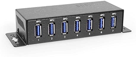 Coolgear 3.2 Gen 1 USB Hub - 7 Port USB Hub with 5Gbps Data Transfers, Mountable Metal Housing, 5V Power Adapter, ESD Surge Protection, Bus or Self Powered by Coolgear
