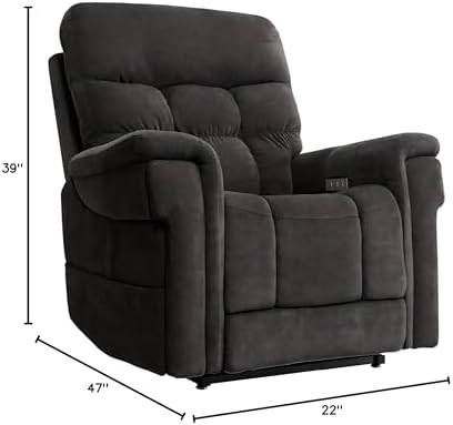 Pride Viva Lift Ultra Power Recliners - Lift Chair for Adults, 400 Lbs Weight Capacity, Lithium Battery Backup, 23" W x 22" D Comfort Seat, Large, Trento Charcoal - PLR4955L - Image 3