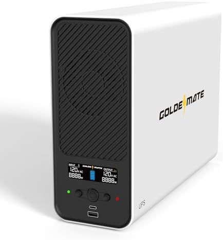 GOLDENMATE 1500VA/1000W Lithium UPS Battery Backup & Surge Protector, White by GOLDENMATE