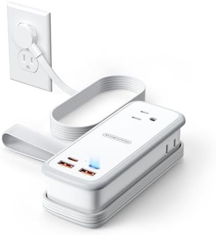 NTONPOWER 100W GAN Ultra Travel Power Strip, 7-in-1 USB C Charging Station with 3 Outlets 4 USB (2 Fast Charge)& 5ft Extension Cord, Compact Desktop Charger for MacBook, iPhone, Cruise, Office, White by NTONPOWER