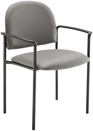 Flash Furniture Steel Stackable Reception Chair with Arms, Gray Vinyl by FlashFurniture