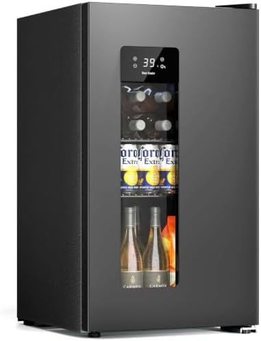 Antarctic Star Auto Defrost Beverage Refrigerator, 130 Can Mini Fridge with Glass Door &Adjustable Shelves, 21-50°F Temp Control,Beverage Cooler for Soda, Beer, Wine, Home Bar, Office, 3.2 Cu.Ft by AntarcticStar