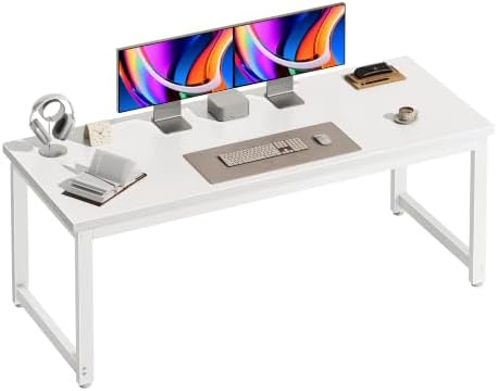 PRAISUN 54 x 19.7 Inch Computer Desk, 0.95'' Thicker, Heavy Duty, White by PRAISUN
