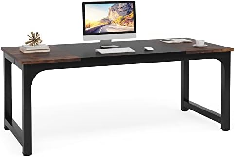 Tribesigns Modern Computer Desk, 70.8 x 31.5 inch Large Office Desk Computer Table Study Writing Desk Workstation for Home Office, Black Metal Frame by Tribesigns