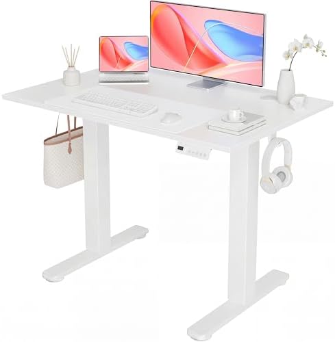 YDN Electric Standing Desk, 40x24 Inch, White by YDN