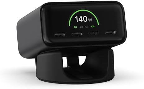 Satechi ChargeView 140W GaN Charger, Live Power Display, Space Black by Satechi