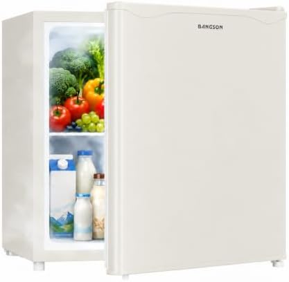 BANGSON 1.7 Cu.Ft Mini Fridge with Freezer,Cream White by LiveFreshLiveUnrushed