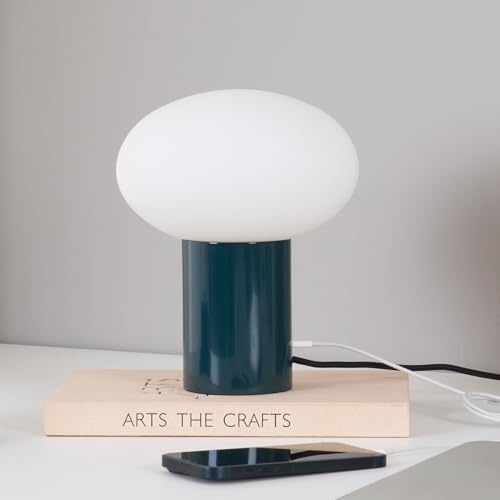 Brightech Ivy LED Table Lamp - Small 9” Bedside Reading Lamp, Modern USB Desk and Nightstand Light with Ambient Lighting for Bedroom, Living Room, Office - Frosted Glass Globe Lamp Shade, Teal - Image 6