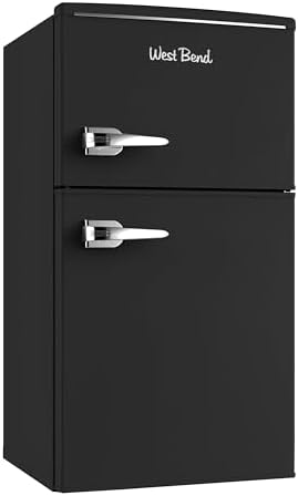 West Bend Mini Fridge with Freezer for Bedroom, Office, Bar or Dorm Room, Retro Compact Refrigerator features Glass Shelves, Manual Defrost and Adjustable Temperature Control, 3.1-Cu.Ft., Black - Image 2