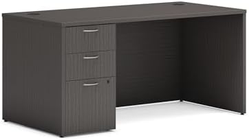 HON MOD Computer Desk, Office Desk with 3 Drawers, Slate Teak by HON