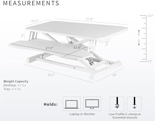 VIVO White 28 in Standing Desk Converter, DESK-V028KW - Image 3