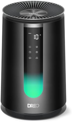 DREO Air Purifier for Home, AHAM VERIFIDE Air Cleaner for Bedroom, Pets, Smoke, Dust, Pollen & Odors, PM2.5 Monitor, Auto, Turbo & HEPA Sleep Mode, 4 Speeds, Scent Diffuser, DR-HAP008 Black (Dreo 338) by DREO