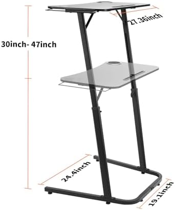 Stepwaver Treadmill Desk, Small Standing Desk for Walking Pad, 30-47 Inch Adjustable Height Walking Pad Stand for Treadmill, Portable Standing Table for Bike - Black - Image 2