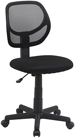 Amazon Basics Low Back Office Chair, Breathable Mesh, Height Adjustable, Padded Seat, Rolling Wheels, Swivel, Back Support, Sturdy, 21.25" D x 22.5" W x 38" H, Black by AmazonBasics