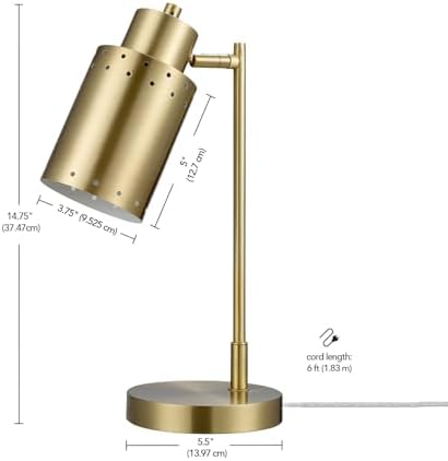 Globe Electric 15" Desk Lamp, Brass Finish, Metal, Adjustable, Reading Light, Home Office, Study Accessories - Image 4