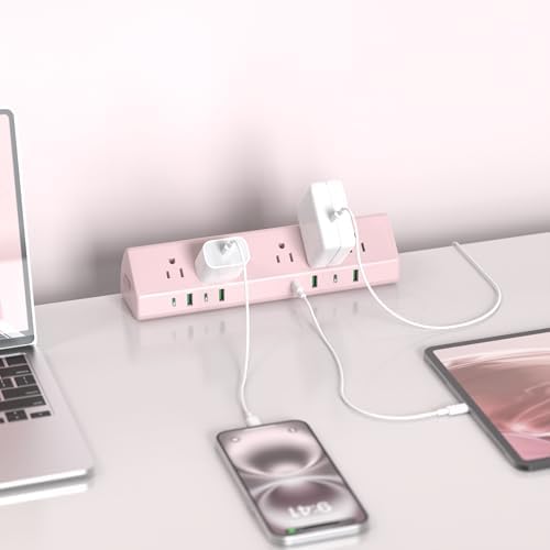 Jgstkcity Desk Clamp Power Strip USB C 45W,Surge Protector,Pink - Image 3