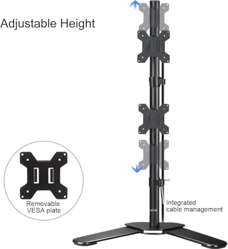 Suptek Dual LED LCD Monitor Stand up Free-Standing Desk Mount for 2 / Two Screens up to 32 inch Extra Tall 31.5 inch Pole Heavy Duty Fully Adjustable Stand Vertical Array (ML6802) - Image 3