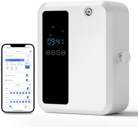 Hotel Scent Diffuser for Large Room, 500ml Smart Waterless Oil Diffuser, Whole House Air Fragrance Machine with LED Display, White by Hijoc