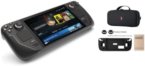 Valve Steam Deck 2TB Upgraded Handheld Gaming Console with Carring case, 1280 x 800 OLED Display Silicone Soft Cover Protector & Joystic Cap & Tempered Glass Film Bundle by Unknown