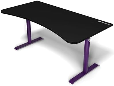 Arozzi Arena Ultrawide Curved Gaming and Office Desk with Full Surface Water Resistant Desk Mat with 3 Custom Monitor Mount Cut Outs and Under The Desk Cable Management Netting - Deep Purple by Arozzi