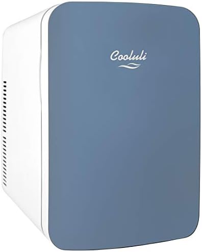 Cooluli 15L Mini Fridge for Bedroom - Car, Office Desk & College Dorm Room - 12v Portable Cooler & Warmer for Food, Drinks, Skincare, Beauty & Makeup - AC/DC Small Refrigerator with Glass Front, Blue,15 Liter by CooluliPortableMultipurposeMiniFridges