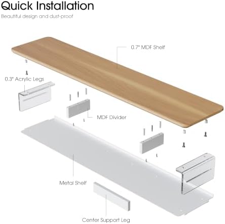 Fenge 42.5" Dual Monitor Stand with Clear Acrylic Legs, Dark Oak - Image 6