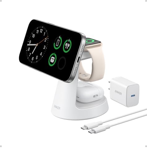 Anker MagSafe Charger Compatible, MagGo 3-in-1 Qi2 15W Charging Station by Anker