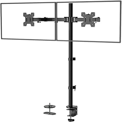 WALI Extra Tall Dual LCD Monitor Fully Adjustable Desk Mount Fits 2 Screens up to 27 inch, 22 lbs. Weight Capacity per Arm (M002XL), Black by WALI
