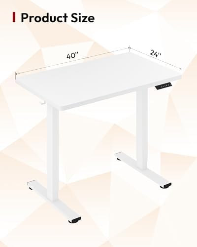 SANODESK One-Piece Electric Height Adjustable Standing Desk 40''x 24'' - Image 3