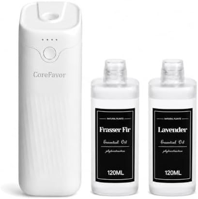 Waterless Essential Oil Diffuser with 2x120ml Oil(Cedar+Lavender) by CoreFavor
