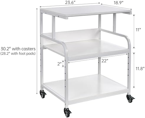 Fannova White Printer Stand Table, 23.6"x18.9"x30" Large Size with Storage - Image 2