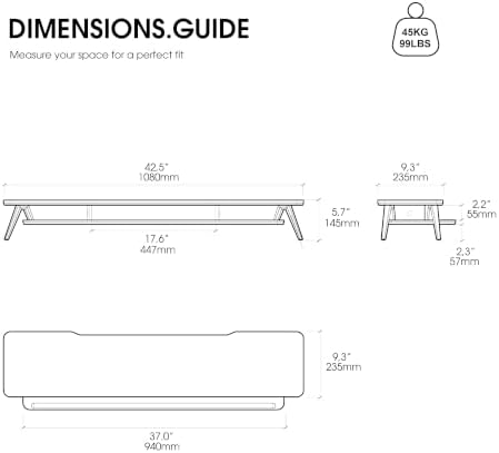 Fenge Dual Monitor Stand Riser, Wooden Desk Shelf with 2-Tier Storage - Image 3