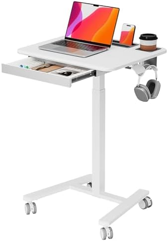 Small Mobile Standing Desk with Drawer, 23.6" x 19.7" Top by JYLHJOYSEEKER