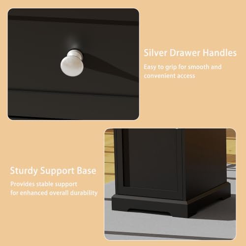 Black Executive Desk with Drawers: 60" Farmhouse Home Office Desks - Image 4