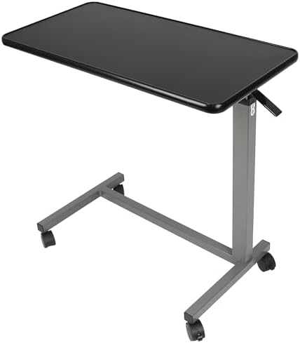 Vaunn Medical Cart Adjustable Overbed Table with Wheels – Rolling Bedside Table for Hospital, Portable Standing Cart & Laptop Desk for Bed, Couch, Wheelchair by Vaunn