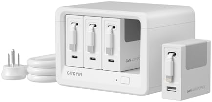 Gitryin 12-in-1 Desktop Charging Station, 160W USB Retractable GaN Charger by GITRYIN