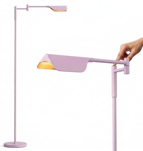 Brightech Leaf Pharmacy LED Reading Lamp, Dimmable Floor Lamp with Easy Rotation Over Chair or Desk for Living Rooms & Offices, Adjustable Standing Tall Lamp, for Sewing & Crafts - Matte Pink by Brightech