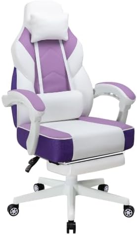 Big and Tall Gaming Chair for Adults, Computer Chair with Footrest, Purple by Meilocar