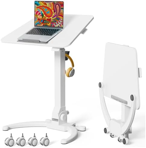 JOY worker Foldable Standing Desk on Wheels, Mobile Adjustable Laptop Desk by JOYworker